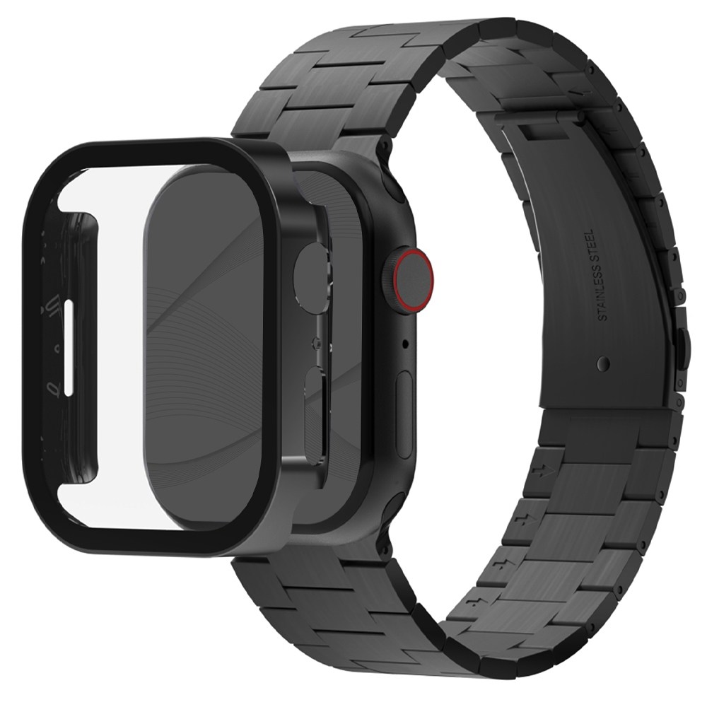 아이메이드잇 애플워치 호환 로이스 메탈 스트랩 + 풀커버 보호 일체형 케이스, 블랙 24,900원