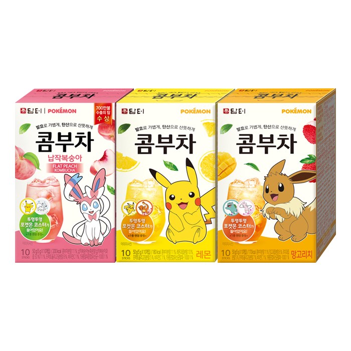 담터 포켓몬 콤부차 30T (납작복숭아/레몬/망고리치) 15,800원