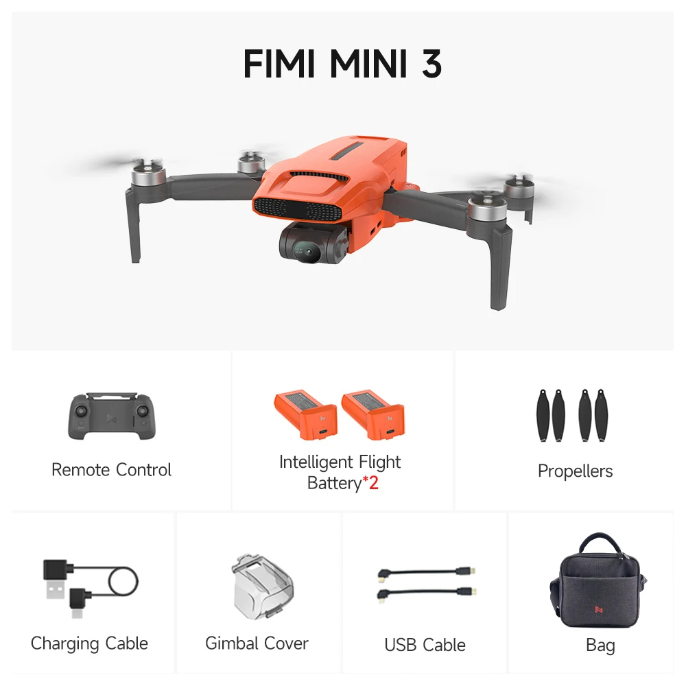 FIMI MINI 3 드론 4K 60fps 9km 범위 3축 짐벌 250g 초경량 디자인 AI 슈퍼 나이트 비디오 스마트 추적 비 667,750원