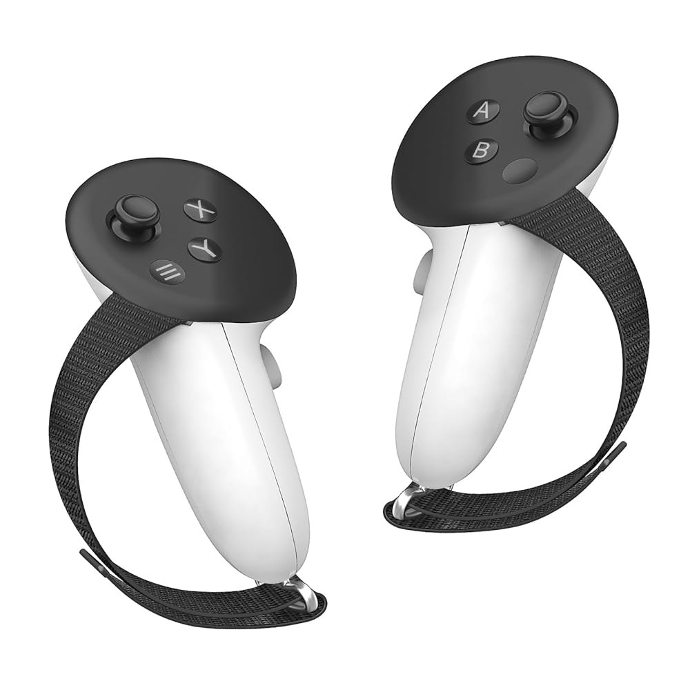 메타 퀘스트 3S/퀘스트 3 액세서리와 호환되는 HZLucki 컨트롤러 그립, 대부분의 손에 맞는 조절 가능한 너클 스트랩, 공식 충전 도크 배터리용 부드러운 핸드 커버(블랙) 49,100원