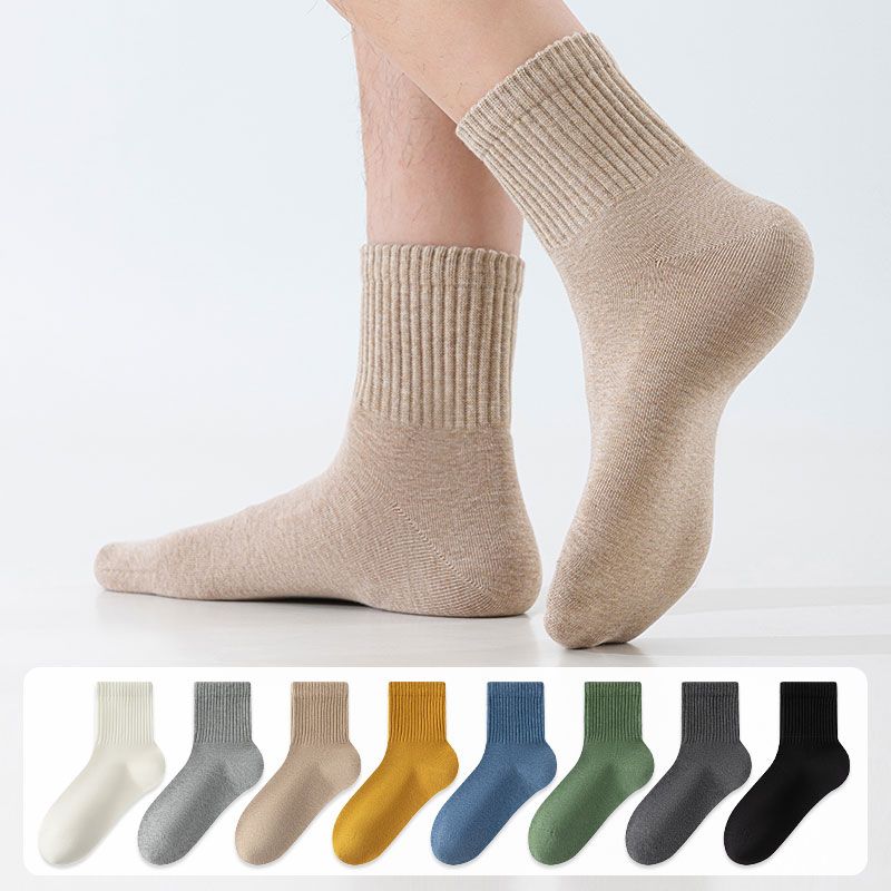 MJLP 남성 순색 봄여름 양말 중목 양말 장목 양말 중목 양말 운동 양말 압박 흰양말 면 양말 8족 세트, 현재가 10,990원