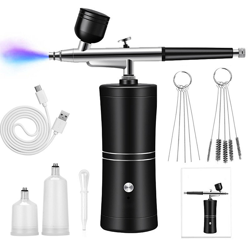 홈케어미스트기160kpa 휴대용 충전식 고압주입식 미스트기에어브러쉬 가습기 겸용 피부 관리 필수 도구겸용네일 메이크업 페인팅, 1개, Black 28,600원