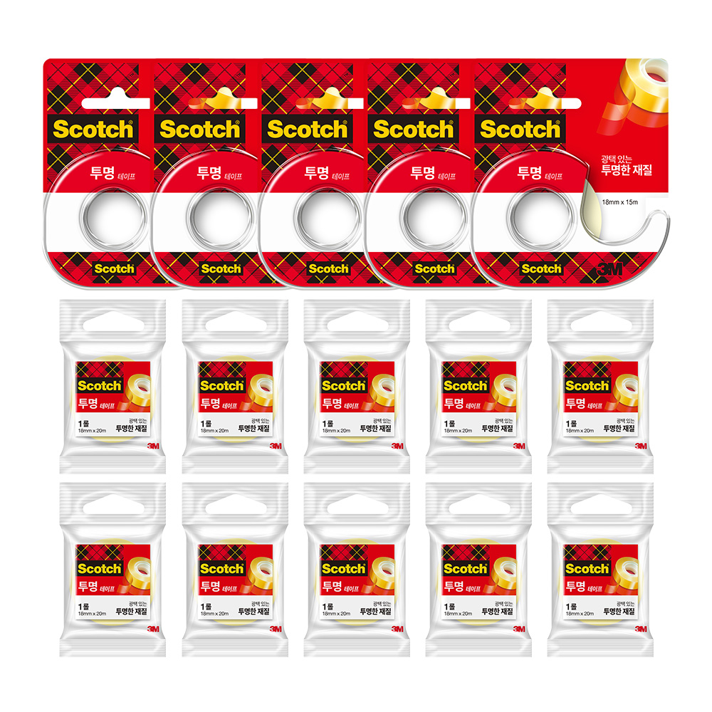 쓰리엠 스카치 테이프 18mm x 15m 581 5p + 리필 550 18mm x 20m 10p 19,670원