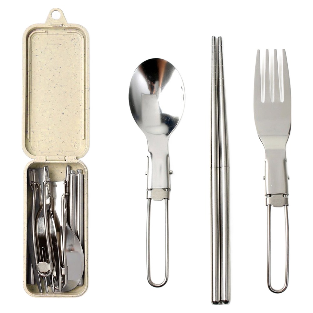 루엔샵 캠핑 등산 접이식 스탠 수저 포크 젓가락 세트, 1개 9,900원