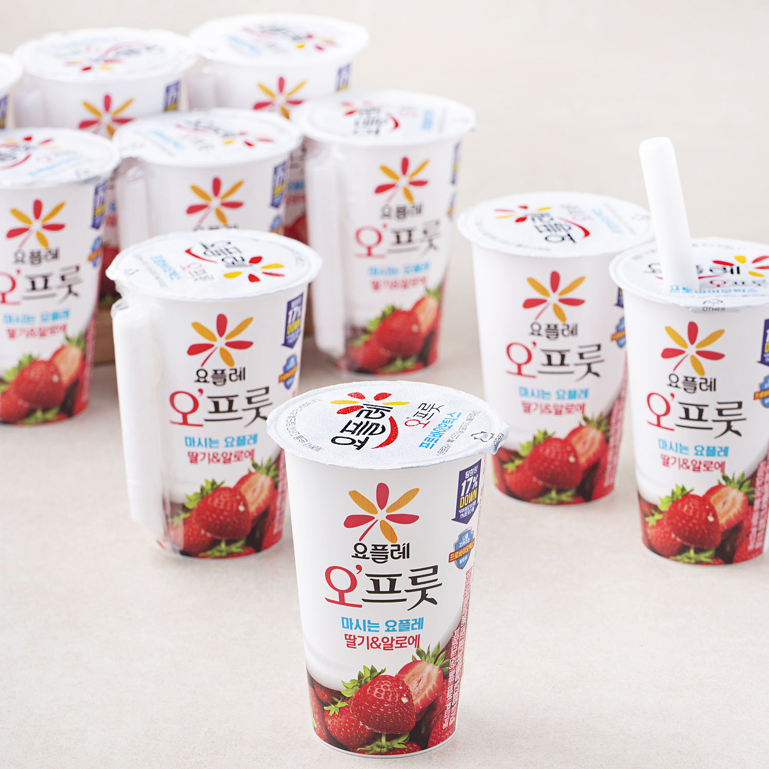 요플레 오프룻 딸기&알로에, 180ml, 1개입, 10개 12,900원