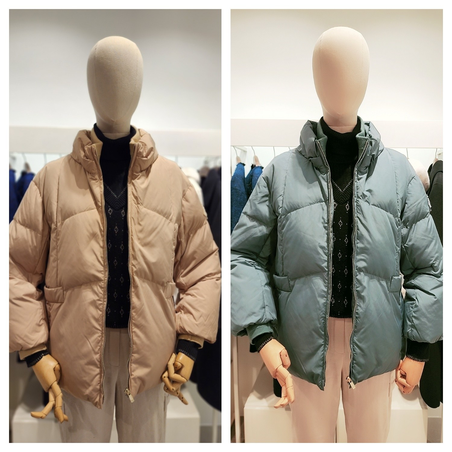 올리비아로렌 이중 카라 구스다운 거위털 패딩 집업 점퍼 nc청주점 vockd3w9431 75,000원