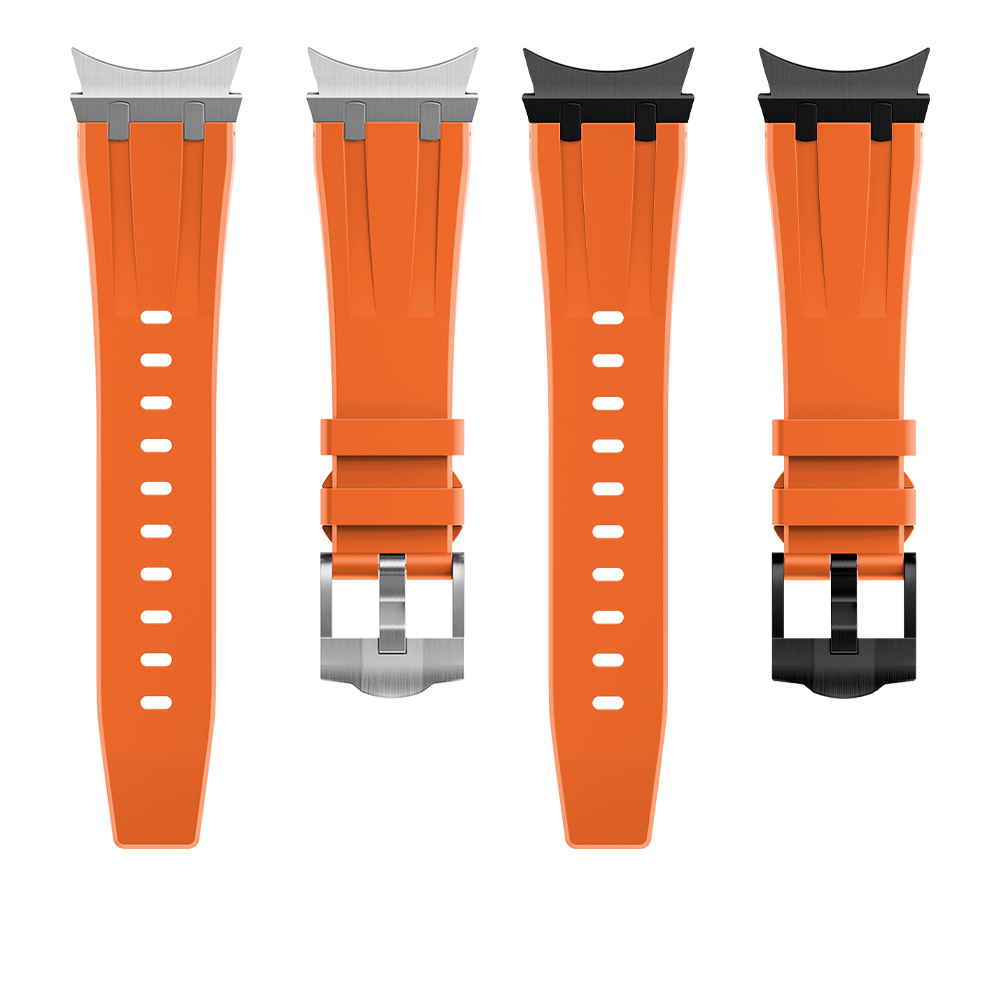 엔인원 갤럭시워치 호환 실리콘 스트랩 원터치 메탈 커넥터 스포츠 밴드 시계줄, 실버+오렌지 24,900원