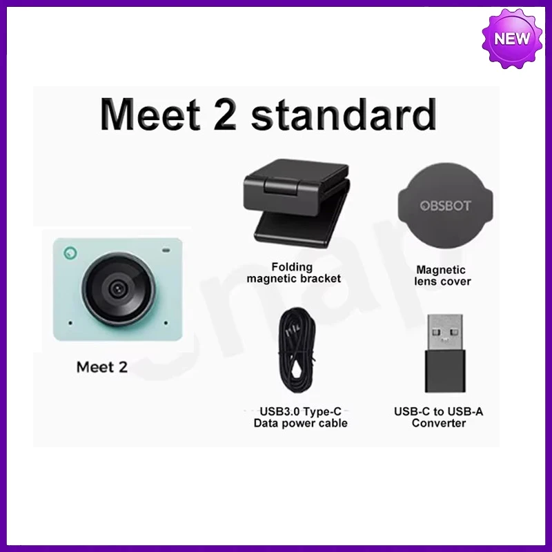OBSBOT Meet 2 AI 기반 4K 웹캠 듀얼 전방향 마이크 프레이밍 및 자동 초점 스트리밍 회의 게임용 60 FPS 238,090원