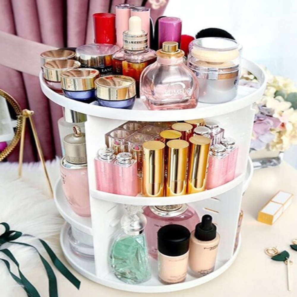 하라 360도 회전형 화장품 정리대 화장품수납 화장품정리함 화장품수납함, 블랙, 1개 16,000원