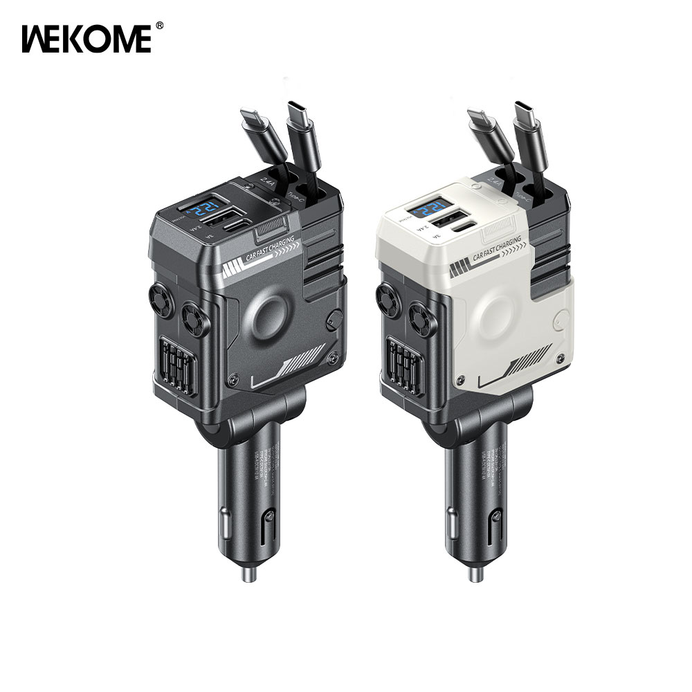 위컴 75W 2in1 리트랙터블 초고속 차량용 시거잭 충전기 [WP-C59], 화이트 35,000원