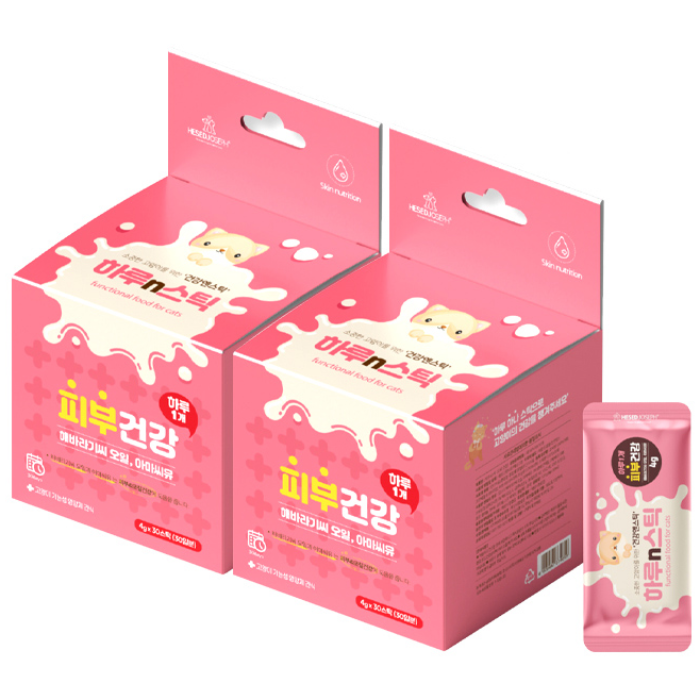 하루n스틱 고양이 영양제, 30회분, 피부/피모, 2개, 현재가 14,580원