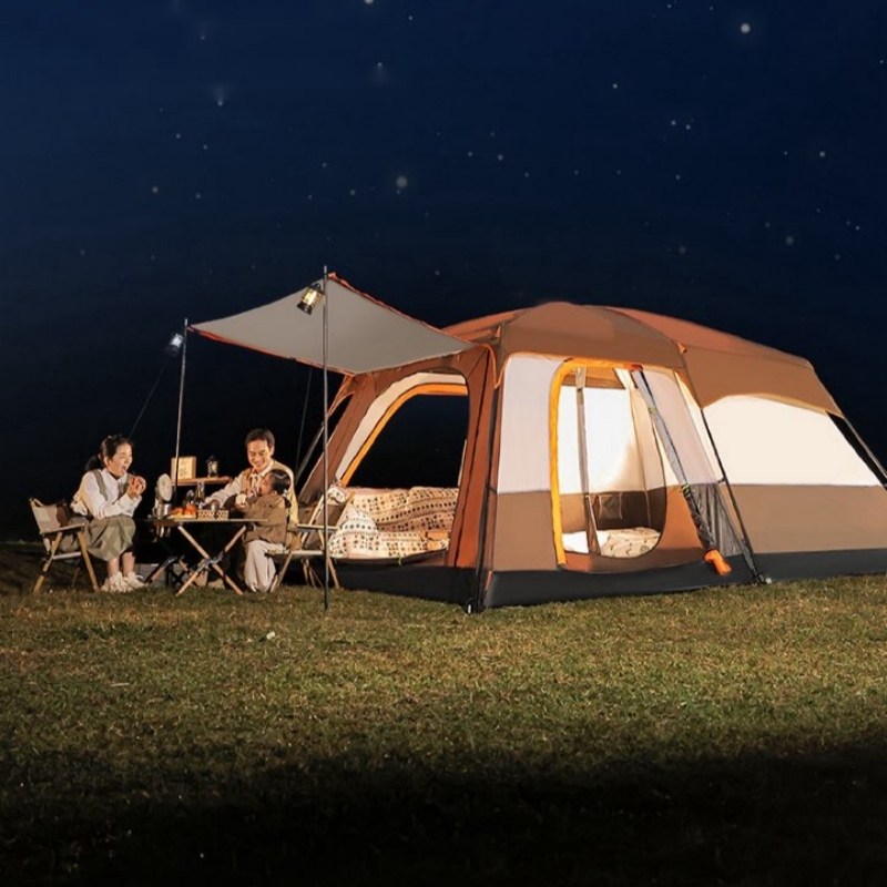 캠핑 그늘막 텐트 방 두 개와 거실 한 개 캠핑 텐트 아웃도어 원터치 텐트 장막 천막 텐트 원터치 4-6인용, 브라운, 현재가 158,000원