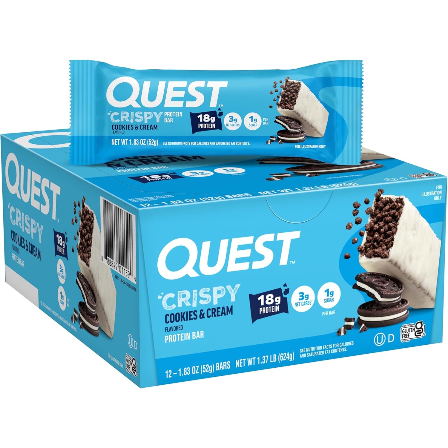 퀘스트뉴트리션 히어로 프로틴 바 크리스피 12개입, 쿠키&크림, 52g, 12개 52,700원