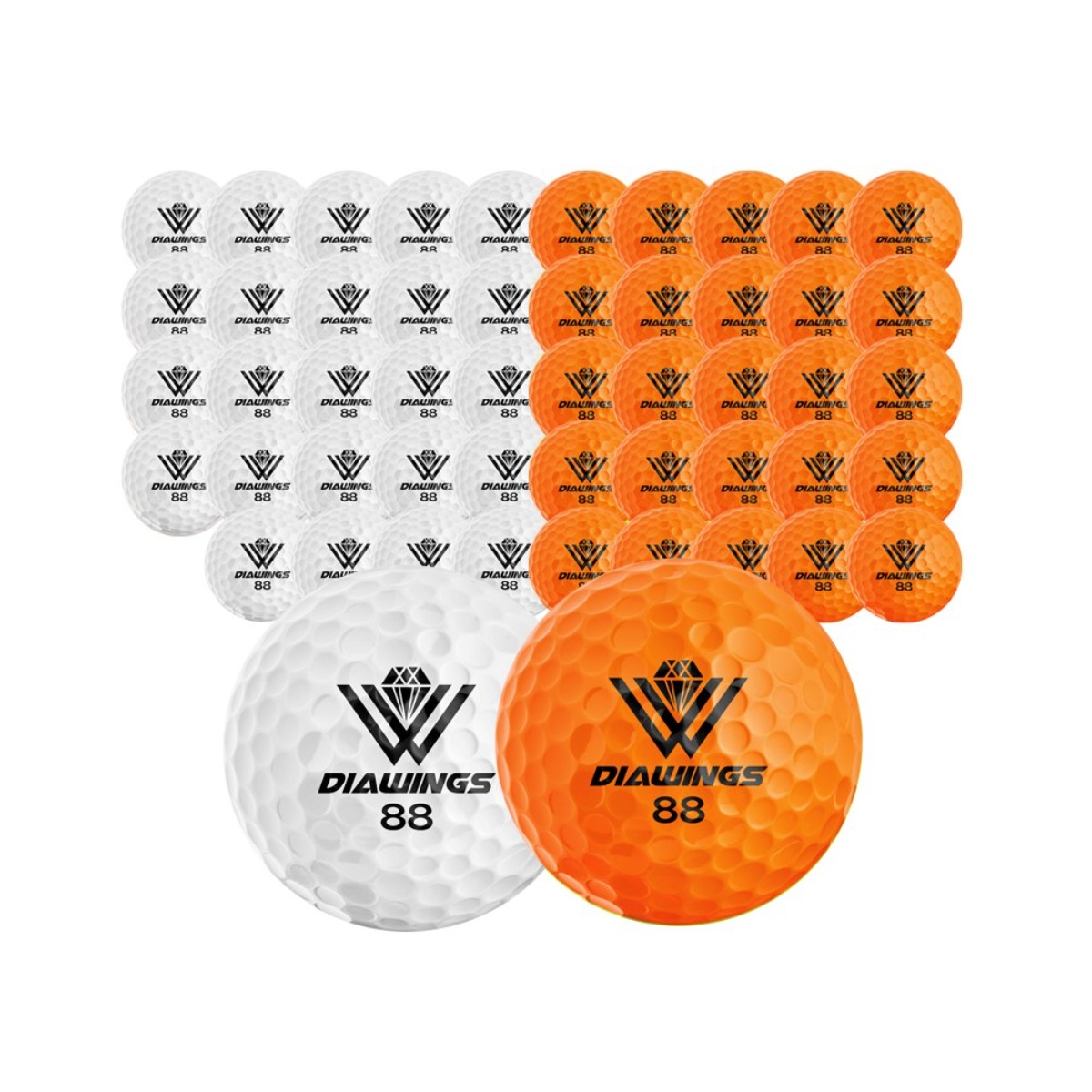 다이아윙스 혼합 골프공 (벌크팩), M5 화이트(유광) 25개+M5 오렌지(유광) 25개, 1세트, 50개입 99,000원