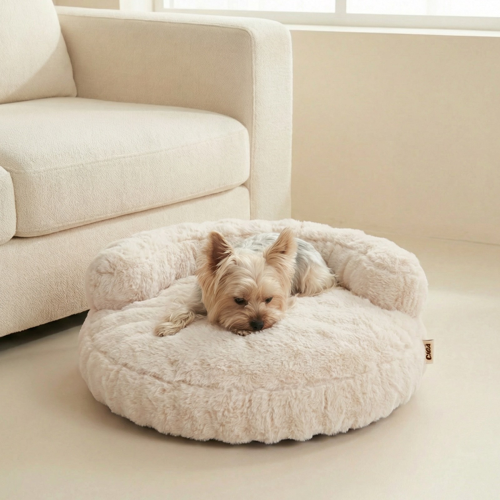 EHEYCIGA 부드러운 토끼털 강아지방석 반려견소파 방수 미끄럼방지, 1개, 베이지색 26,900원