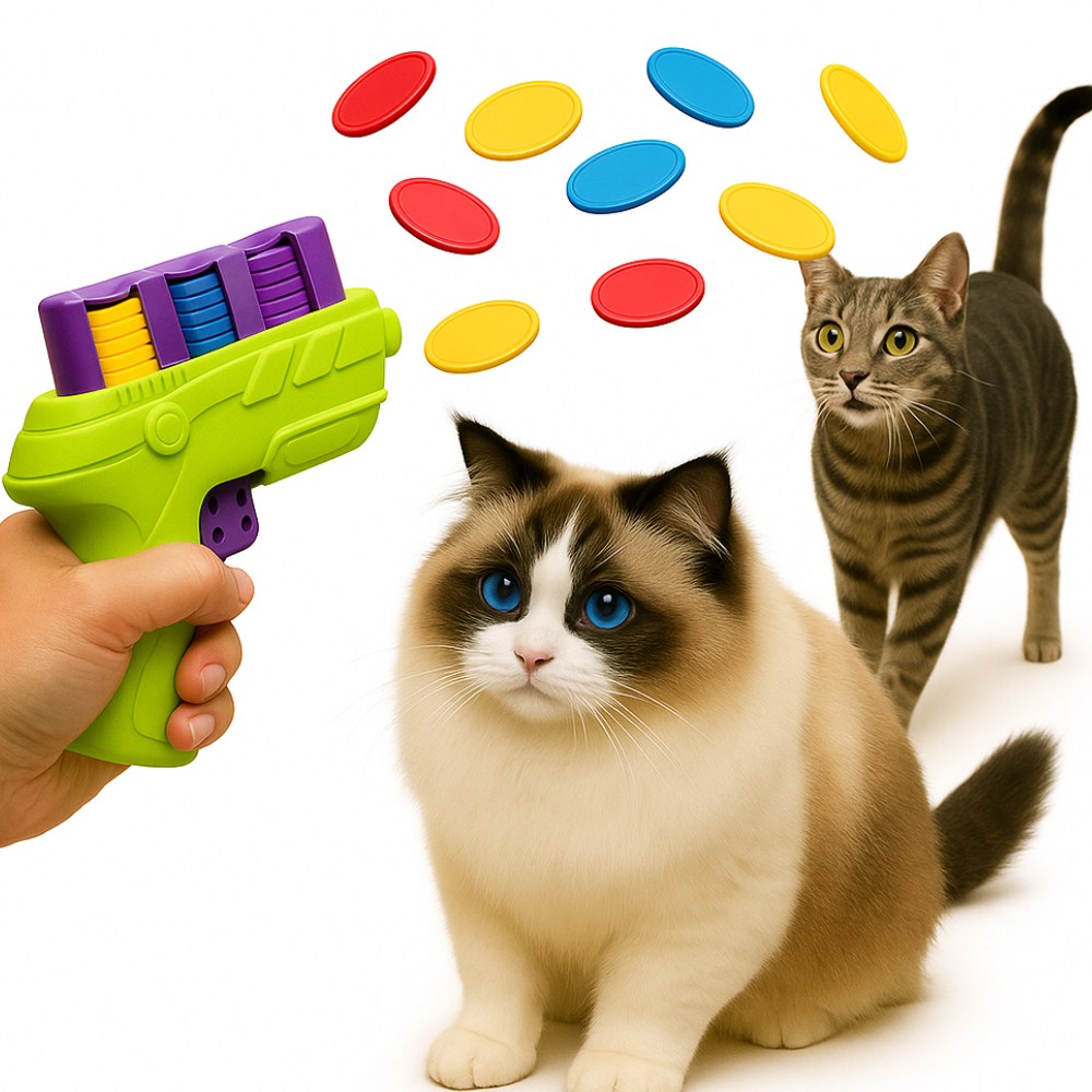 MAAH 고양이 장난감 디스크 연발 슈팅건 세트, 그린, 1세트 7,900원