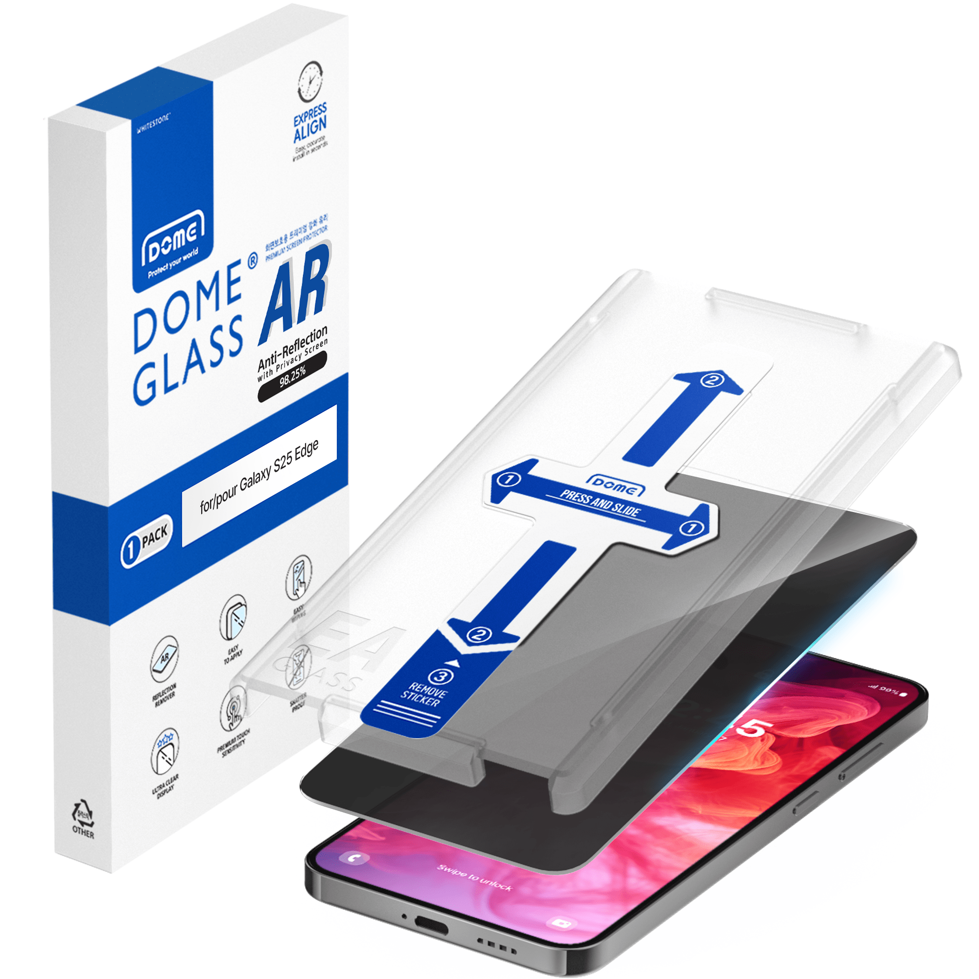 화이트스톤 돔AR 프라이버시 갤럭시 S25 플러스/울트라/엣지 사생활보호&빛반사방지 강화유리 액정보호필름 1매, 1세트 30,000원