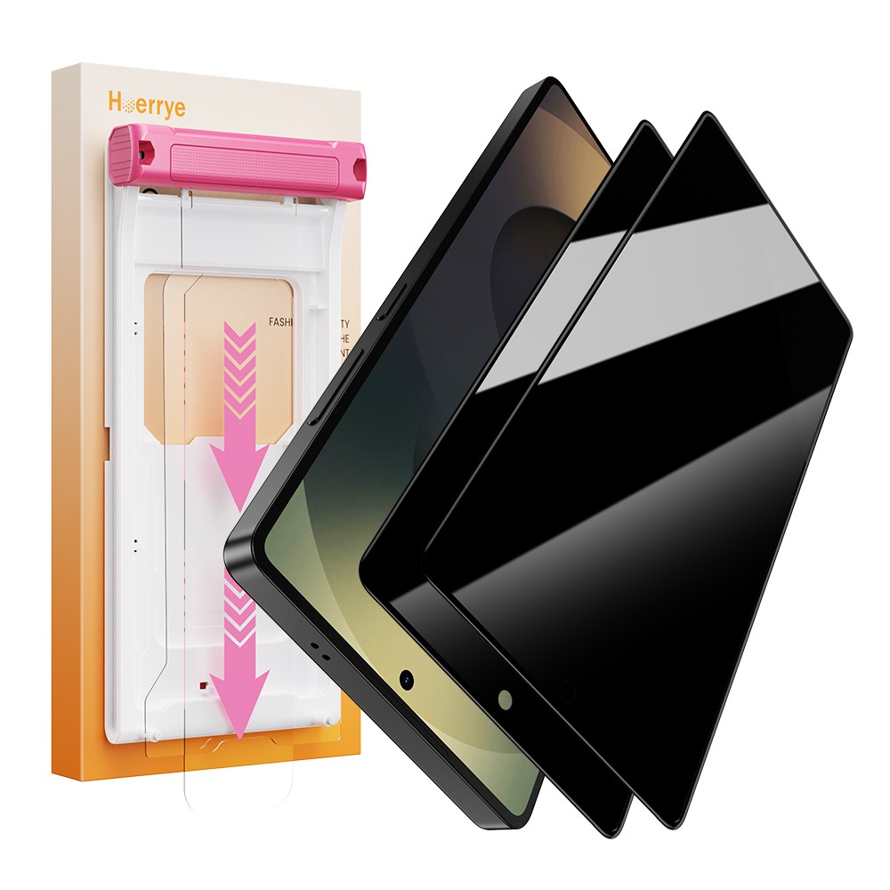 hoerrye 2초부착 9H 풀커버 사생활보호 강화유리 고화질 지문방지 휴대폰 액정보호필름 갤럭시s25울트라 적용+ 가이드툴 2p, 1세트 23,000원