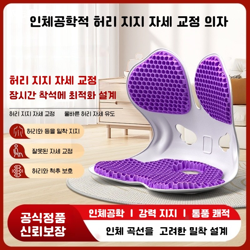 인체공학적 허리 지지 자세 교정 의자 장시간 착석에 최적화 설계, 퍼플 25,800원