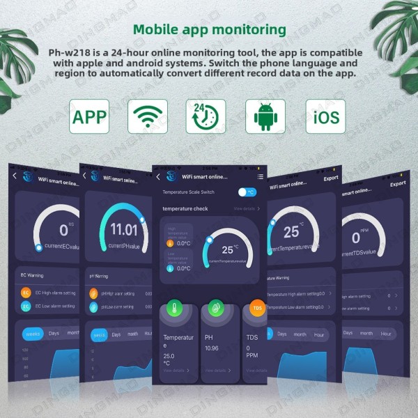 디지털 측정기 수질 모니터 8 in 1 수경재배 EC 전도도 어항 양식업 PH ORP 미터 WiFi 그래피티 215,100원