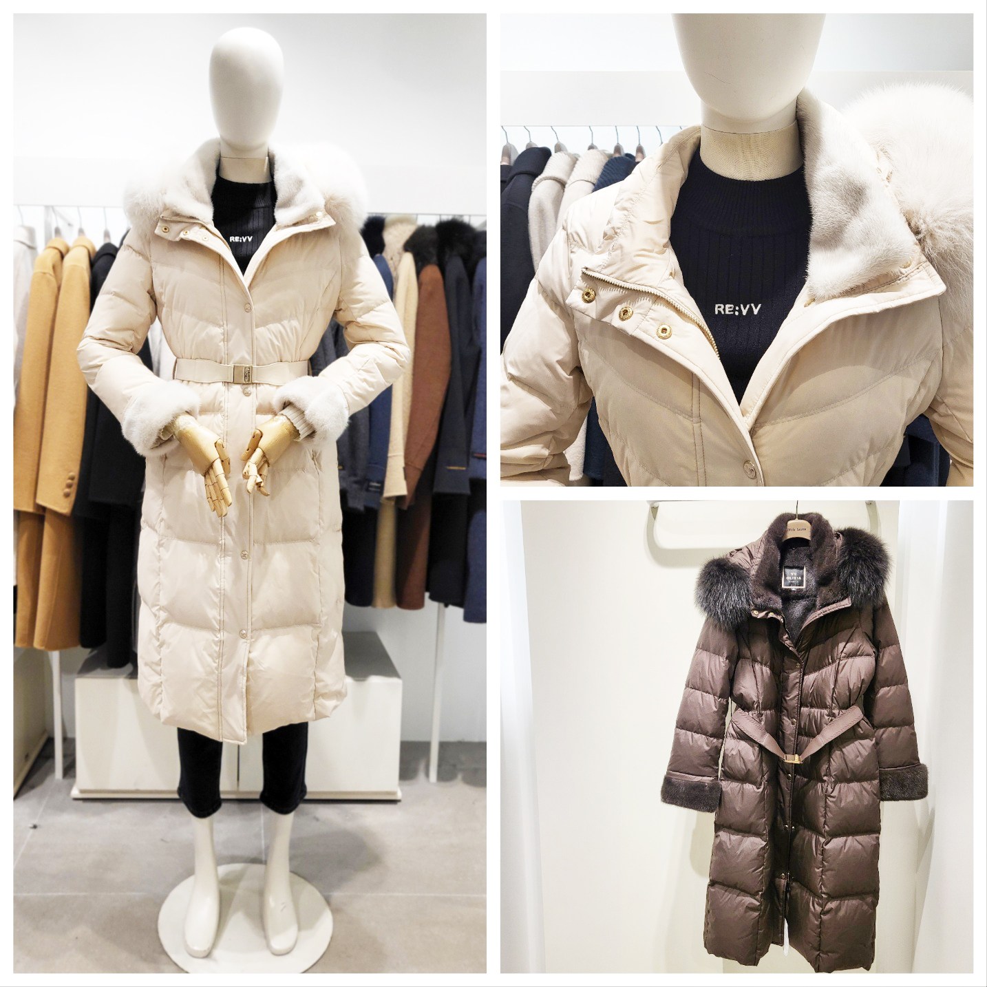 올리비아로렌 럭셔리한 슬림 구스다운 패딩 벨티드 롱 점퍼 nc청주점 vvpkd4wb261 329,000원