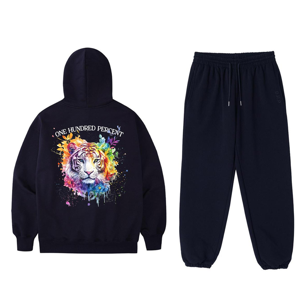 원헌드레드퍼센트 컬러풀타이거 오버핏 헤비 후드 티셔츠 + 조거팬츠 세트 118,200원