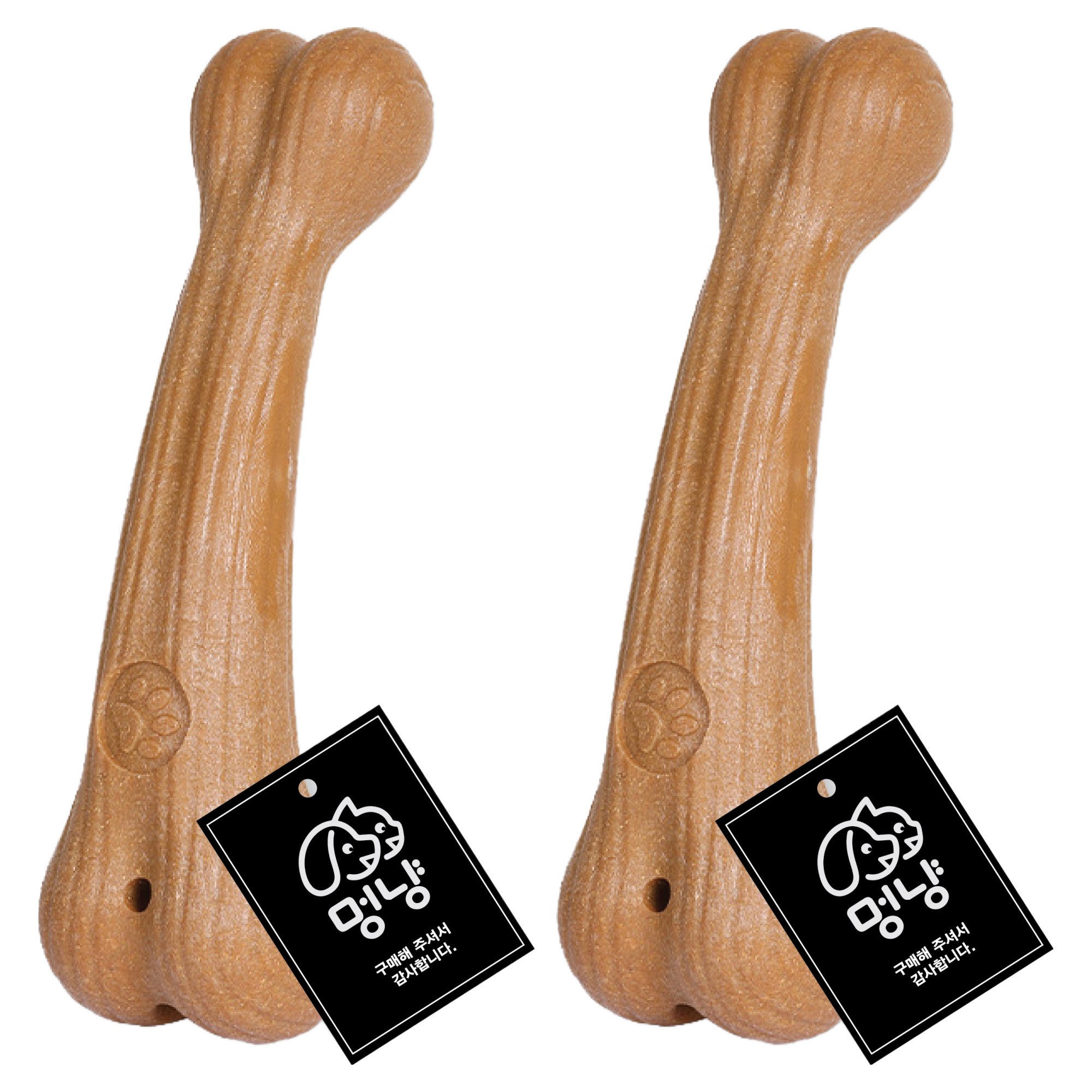 멍냥 반려동물 프리미엄 이갈이 우드스틱 장난감 뼈다기 모양, 나무색, 2개 6,820원