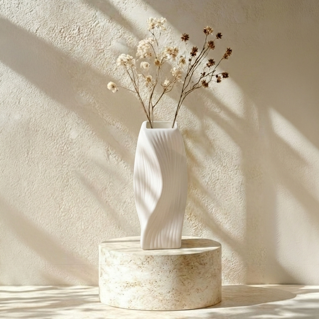 희비키 깨지지않는 우아한 곡선 오브제 인테리어 꽃병, 화이트 19,900원