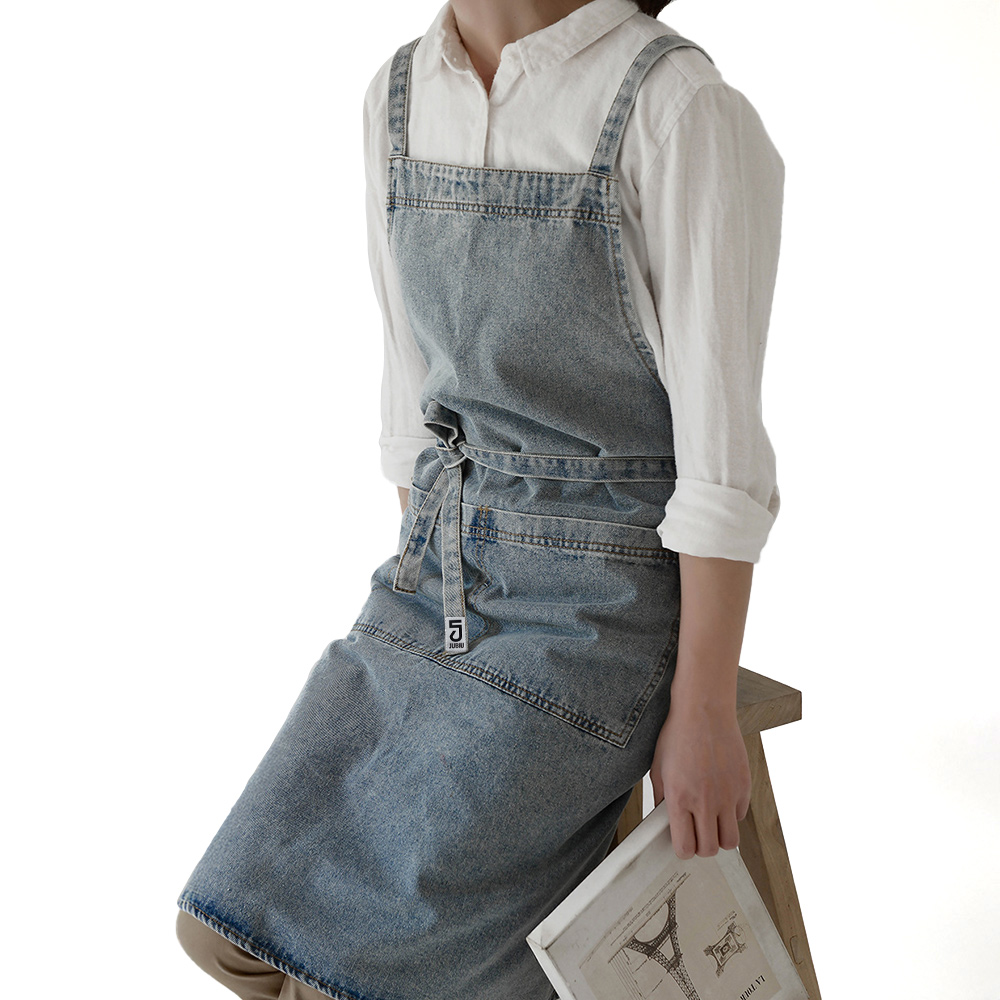 쥬비우 리본스트링 데님 앞치마 11,500원