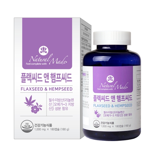네츄럴메이드 플랙씨드 앤 햄프씨드 180캡슐, 1박스, 180정, 현재가 43,300원