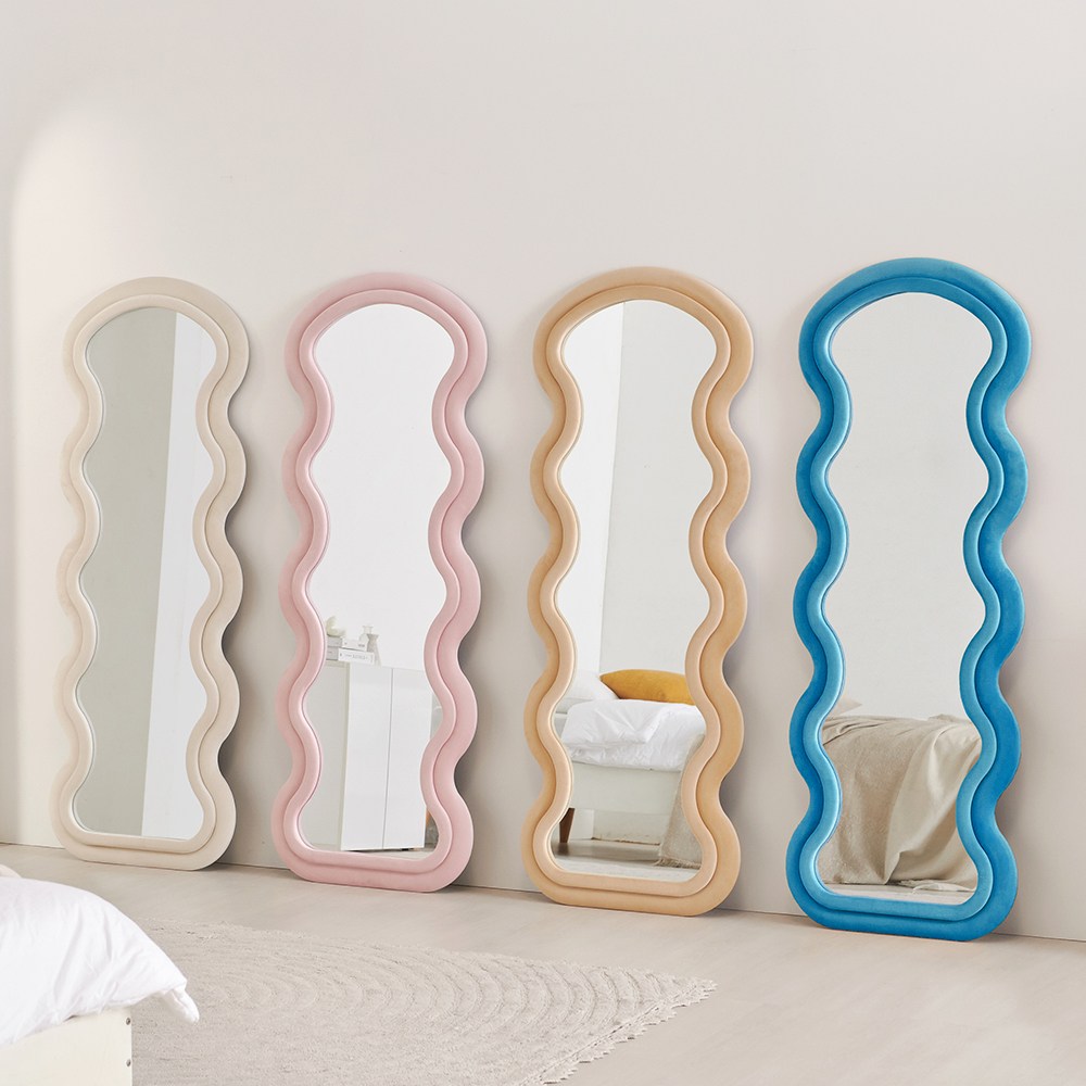 브리에 인테리어 현관 와이드 스탠드거울 웨이브 물결 비정형 전신거울, 05.물결 전신거울 800 머스타드 97,500원