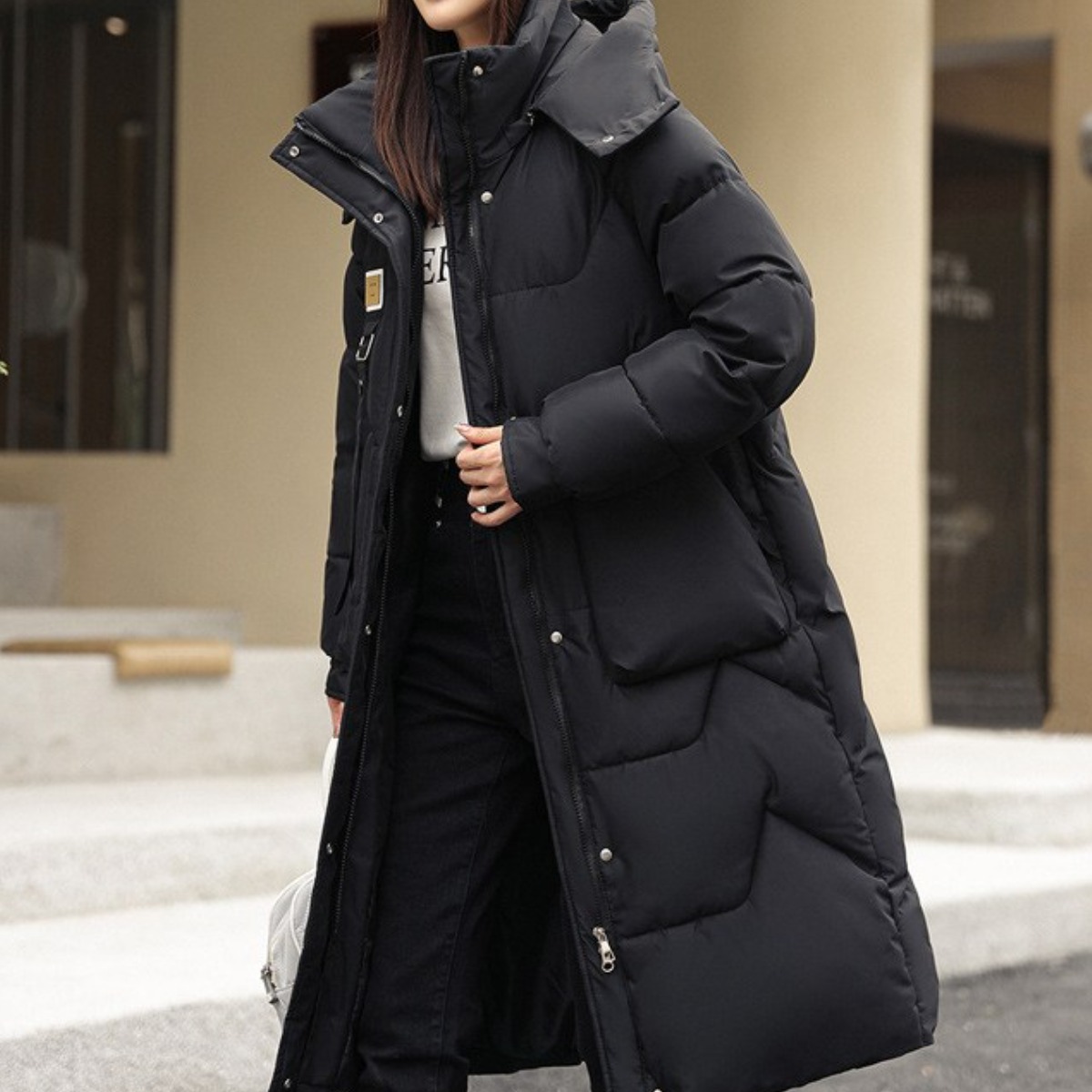 2025 신상 여성 롱패딩 두툼한 겨울 면패딩 자켓 탈부착 후드 롱코트 오버핏 롱패딩 아우터 여아용 따뜻한 데일리 패션 롱패딩 점퍼 34,000원