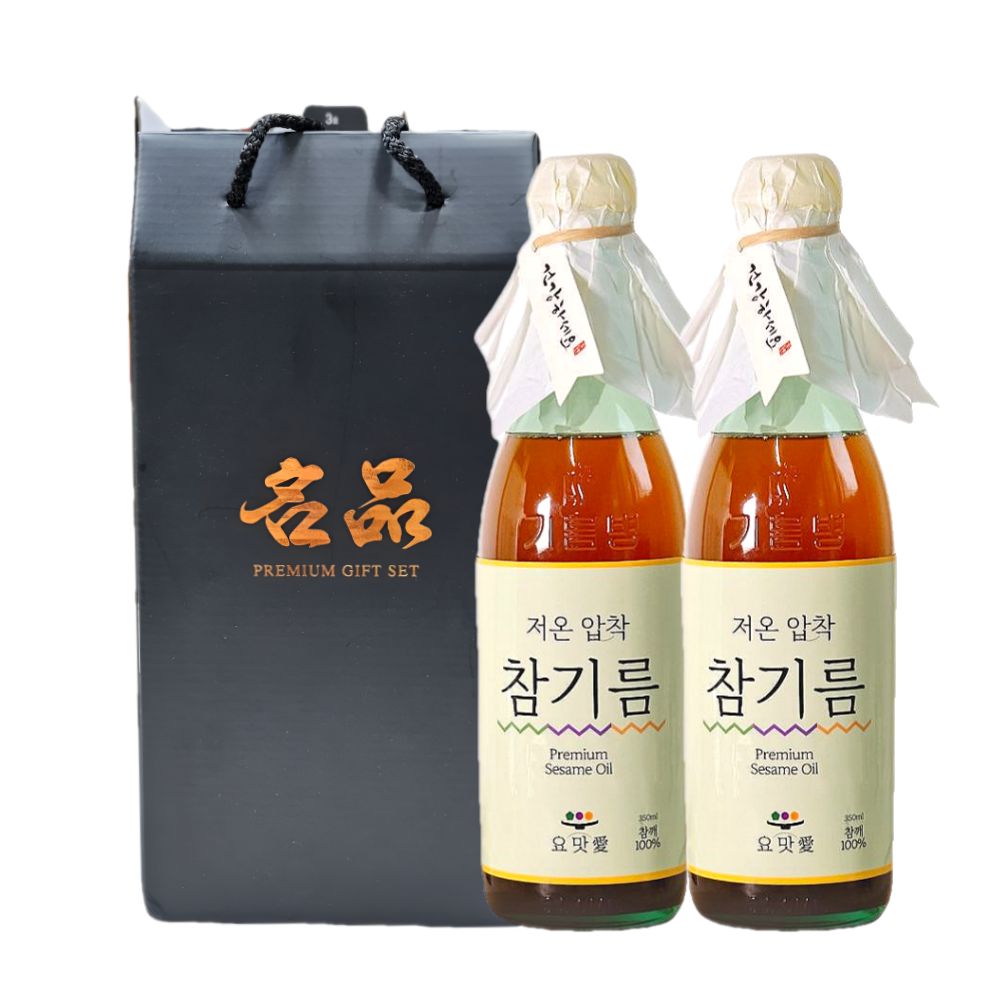 요맛애 저온압착 참기름 350ml 2개번들 선물세트 통참깨 100% 방앗간 21,900원
