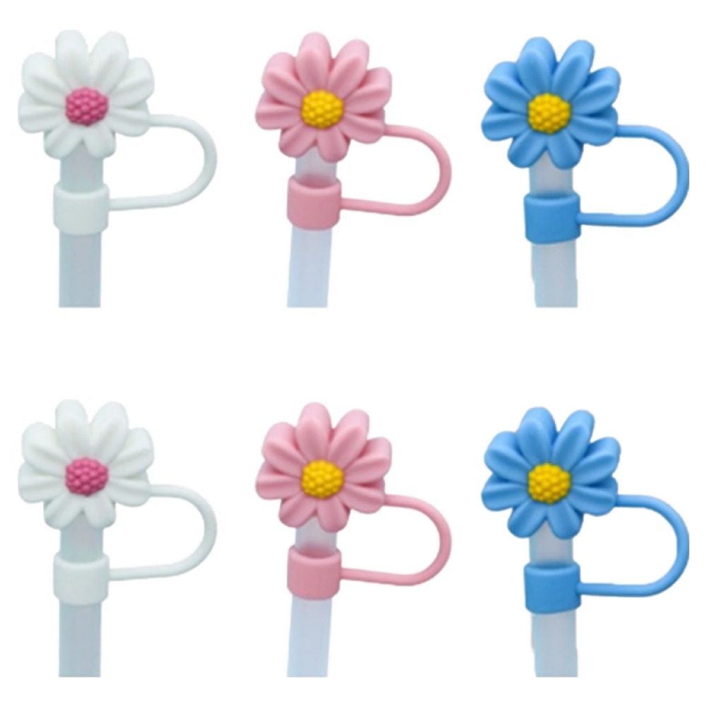 앞날창창 다회용 실리콘 빨대 마개 홀더 3종 세트 플라워, 2세트 4,110원