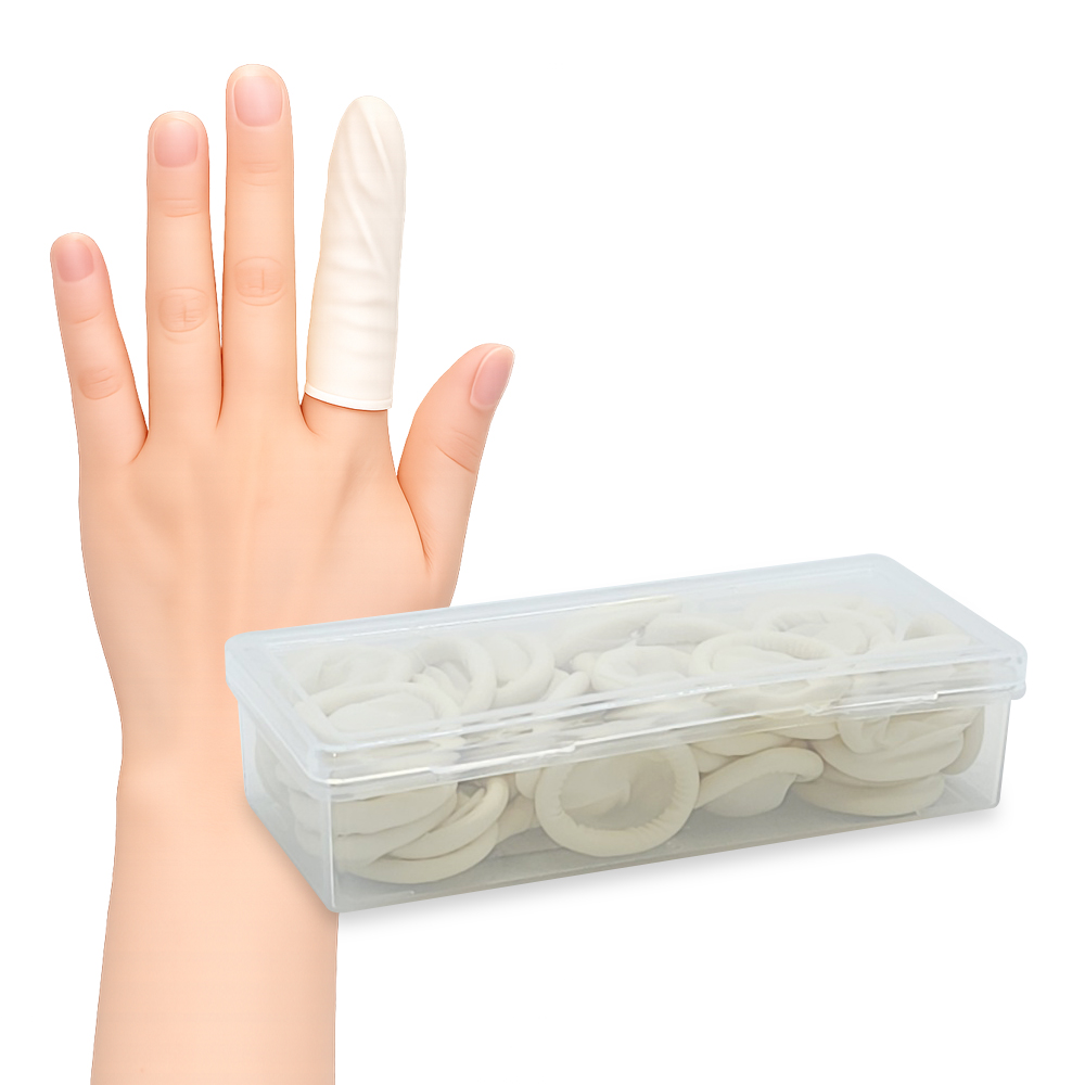 손가락 골무 라텍스 장갑 + 케이스, 50개, L, 백색 4,500원