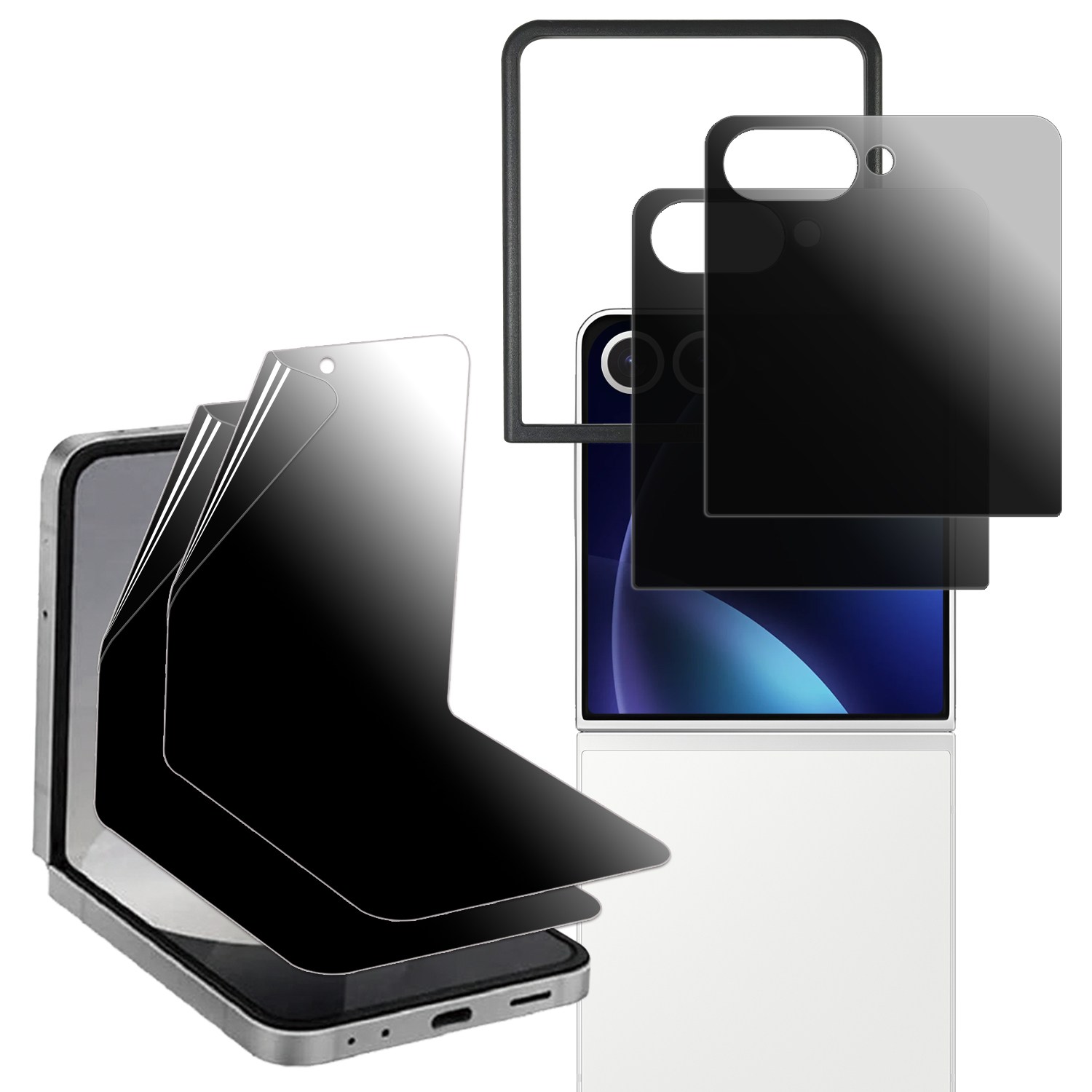 키큰기린 갤럭시 폴드 플립 사생활보호 무광택 저반사 AG 지문방지 액정보호 강화유리 필름, 1세트 25,800원