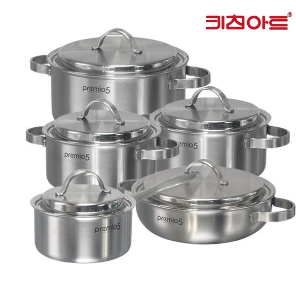 키친아트 프리미오 통5중 스텐 인덕션 냄비5종16+18+20+24+24전 253,000원