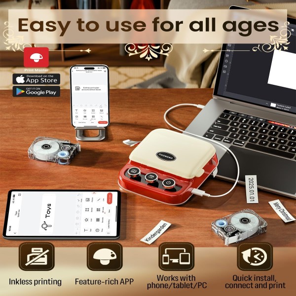 [신형] 포메모 P15 라벨 프린터 6-15mm 열전사 블루투스 무선 충전식 102,300원