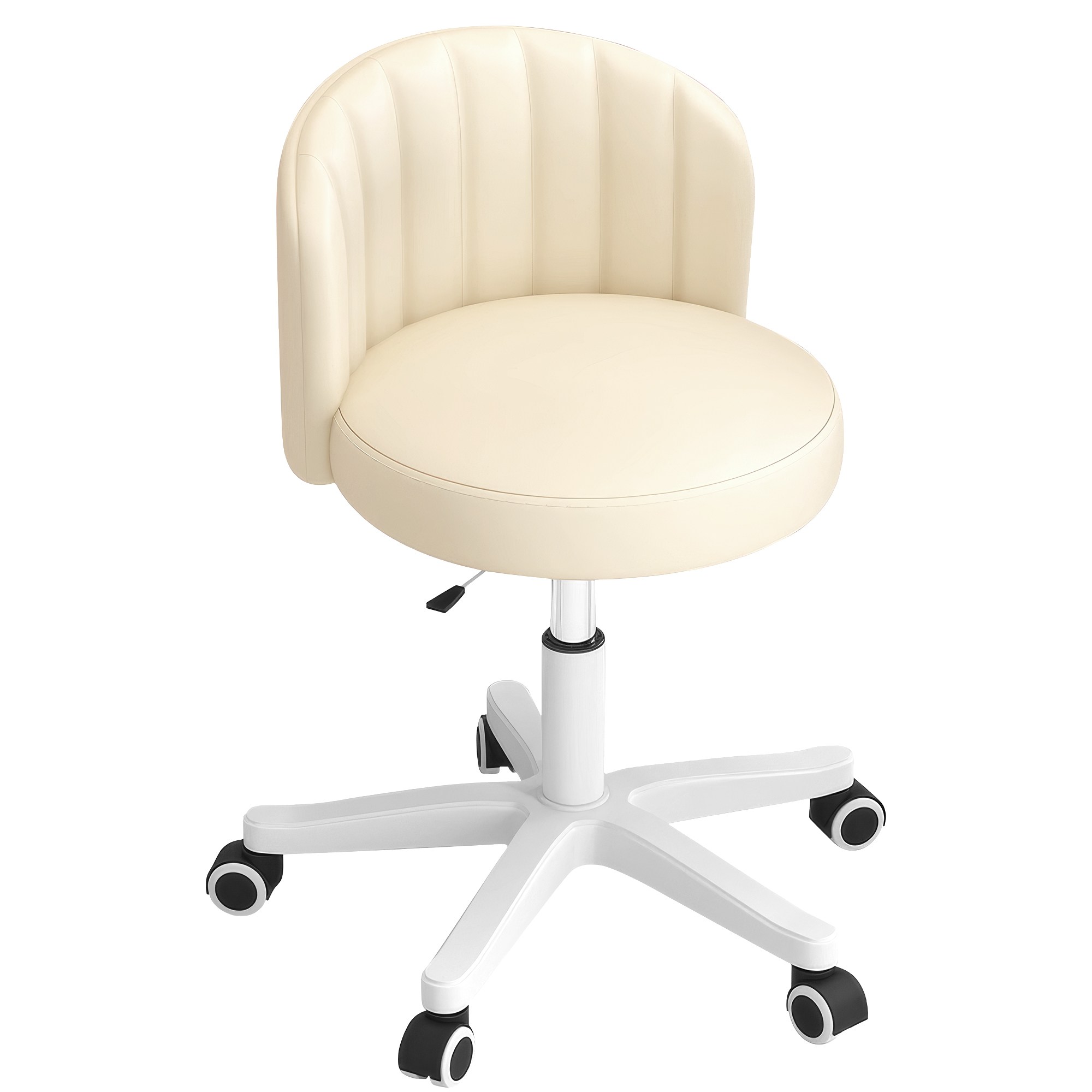 RUNDX 침실 회전 높이조절 휠 편안한 등받이 화장대 스툴, 1개, 화이트 40,500원