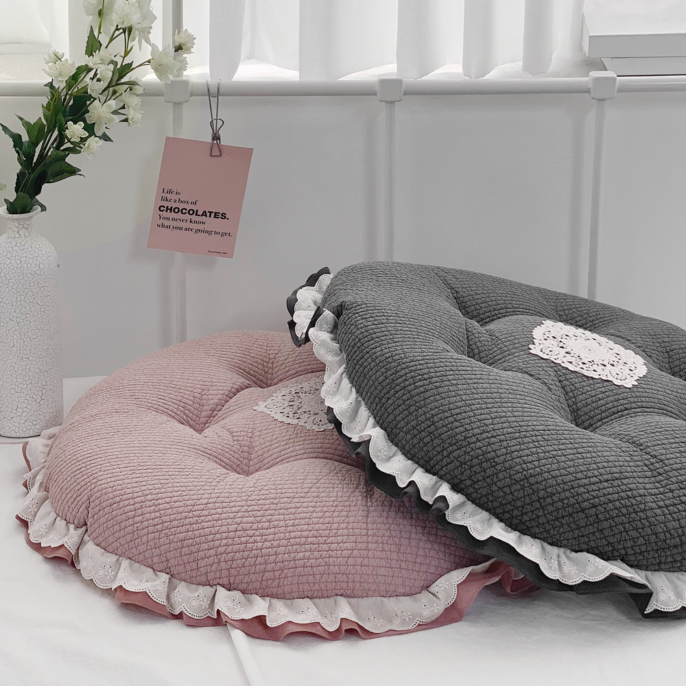 마이룸엔  슈슈 레이스 순면 100수 줄누비 면 좌방석 원형 사각 방석 ( 45cm / 60cm ) 26,900원