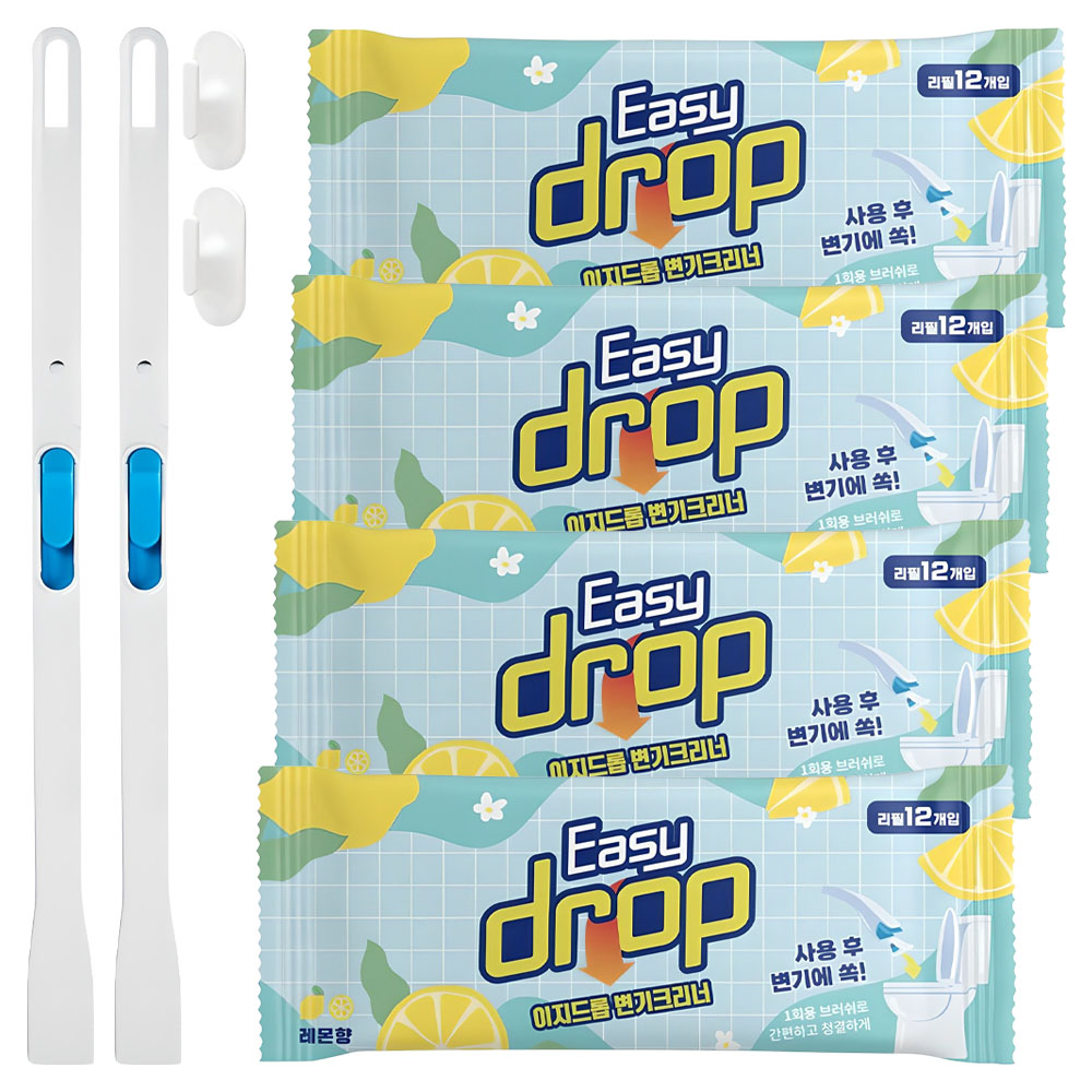 이지드롭 변기크리너 레몬향 리필 브러쉬 24개입 + 핸들 + 전용 고리, 혼합색상, 2세트 25,800원