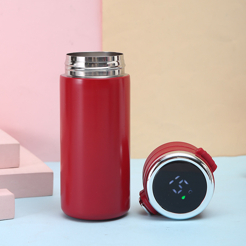 온도표시 원터치 304 스테인리스 스틸 진공 텀블러 스마트 물병 온도 표시 보온보냉, 1개, 320ml, 레드 20,100원