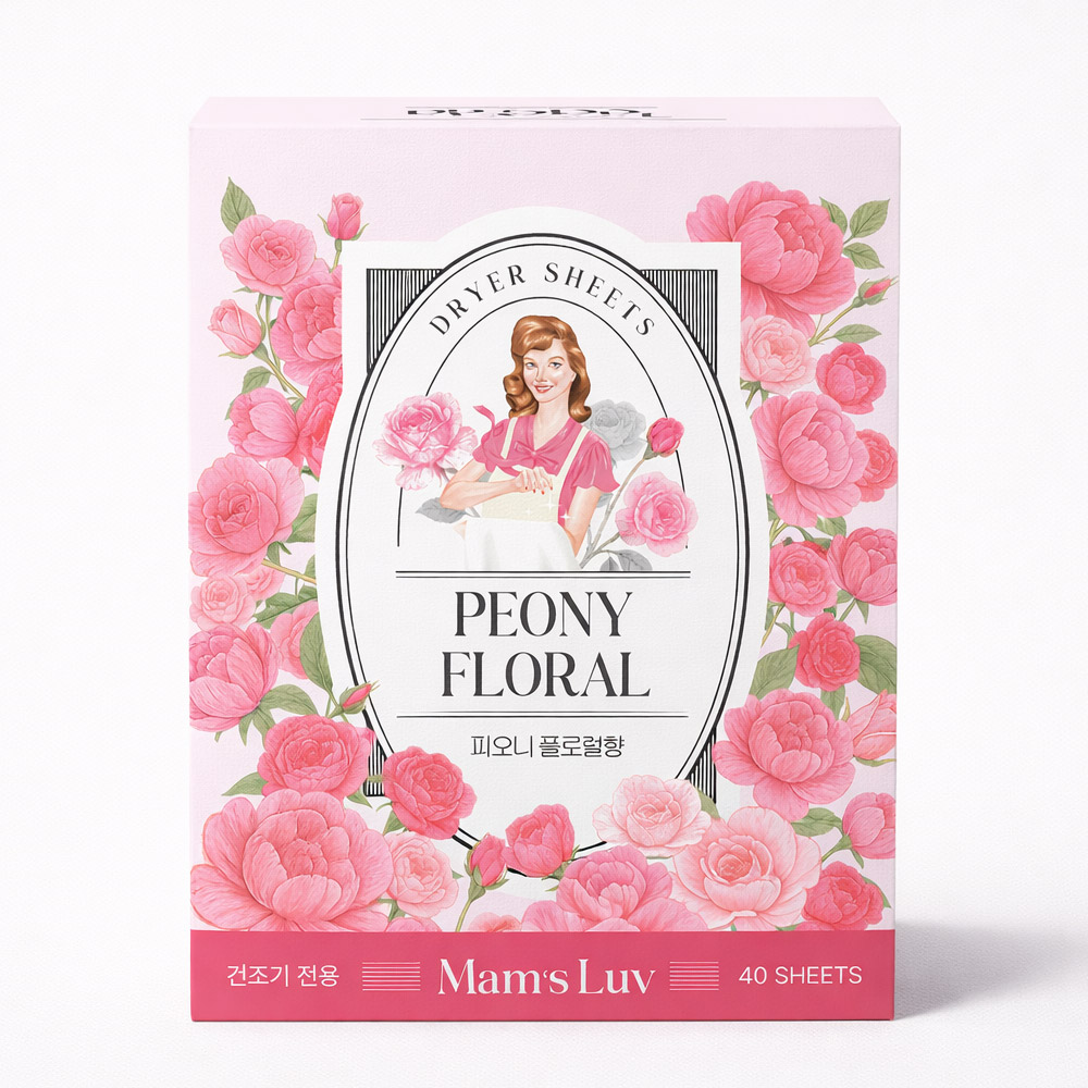 맘스럽 퍼퓸 드라이시트 피오니플로럴 / 건조기용 낱개포장 섬유유연제 섬유유연시트 건조기시트, 1개, 40매입 9,900원