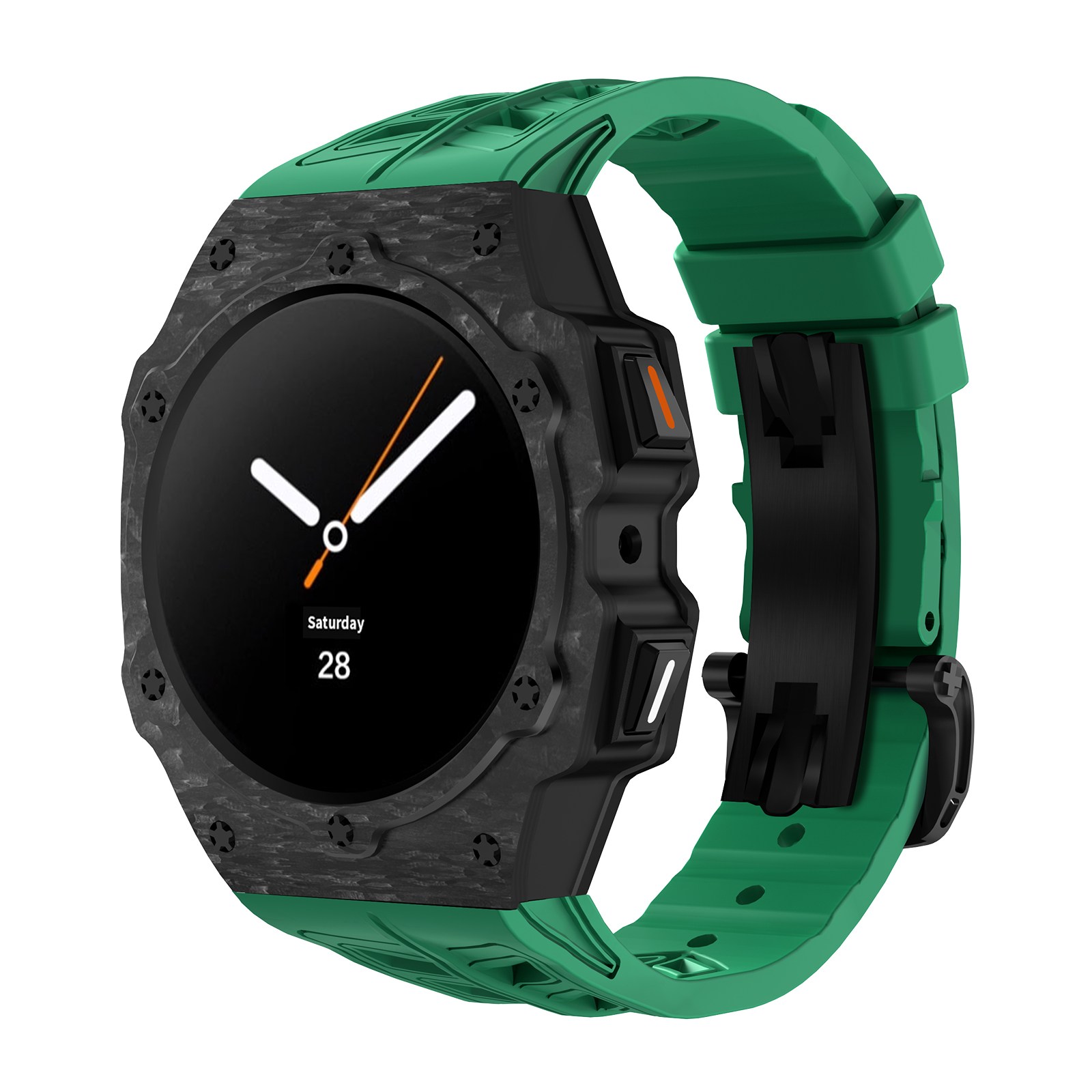 삼성 갤럭시워치8 클래식 호환 카본 일체형 탄소섬유 케이스 + 플루오로고무 밴드 풀커버 보호 스트랩 세트 44mm/46mm, 그린 247,000원