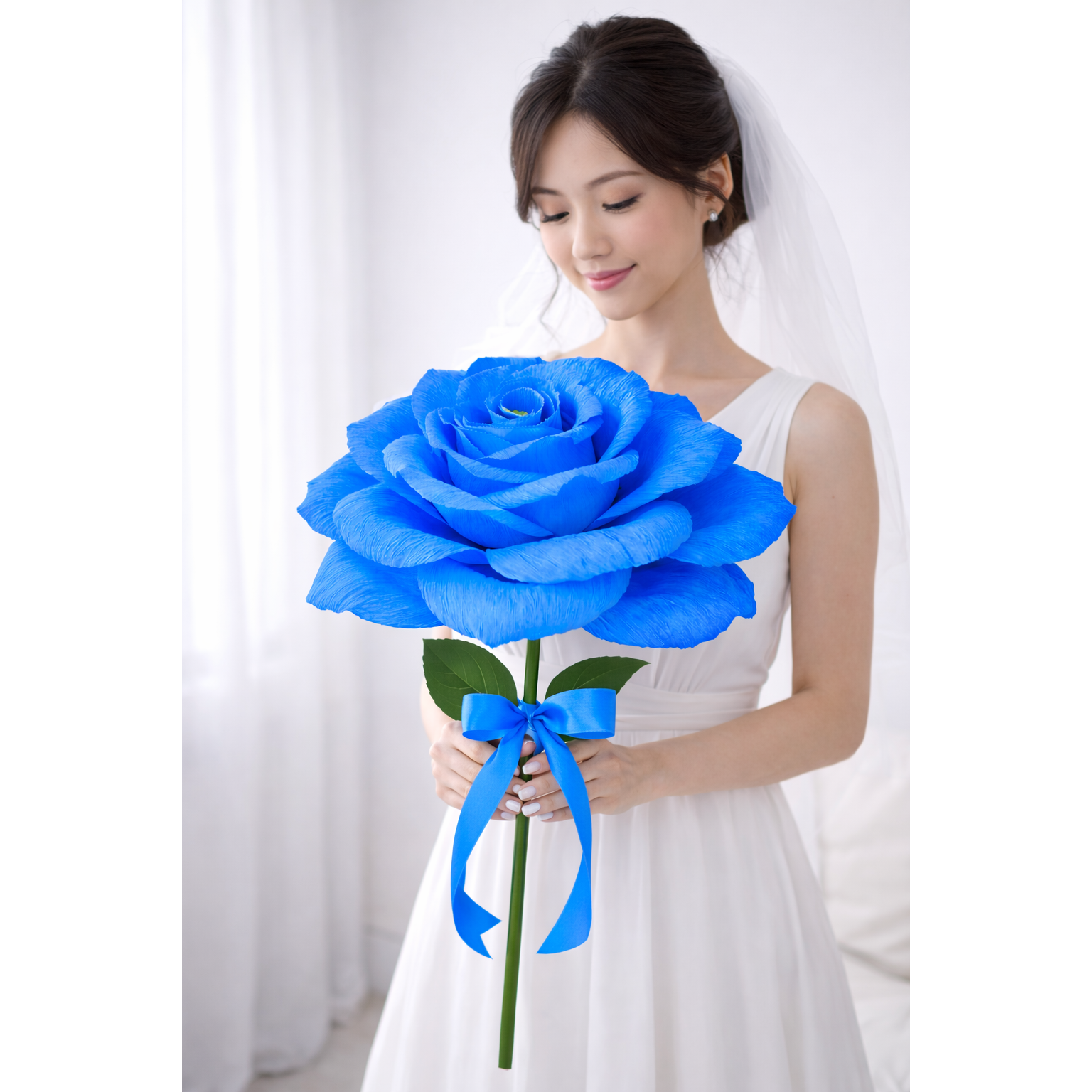 자이언트 블루 장미 40cm 대형 꽃선물 전체길이 50cm 웨딩장식 신부선물 웨딩촬영 포토존 프로포즈 기념일 인테리어 데코 프리미엄 플라워 39,700원