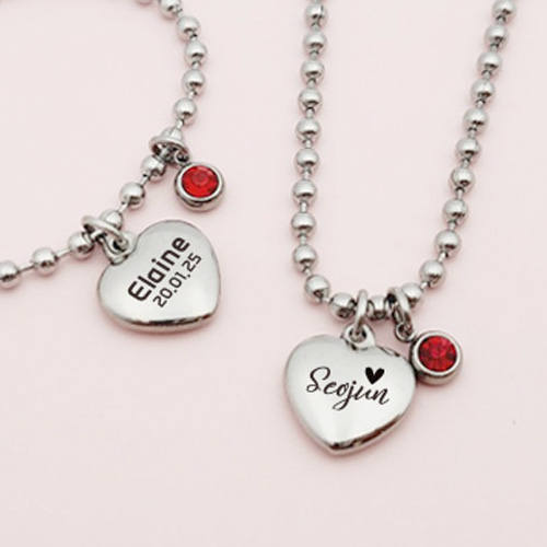 [깊은각인/이벤트 탄생석] 써지컬스틸 볼륨 하트목걸이 하트팔찌 미아방지 18,900원