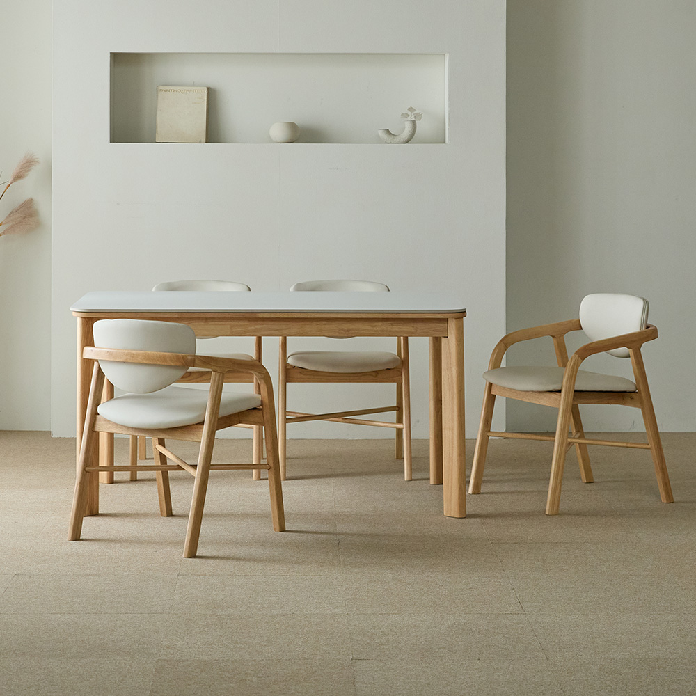 리샘 벨라 세라믹 원목식탁 + 벨체어 D의자 세트 4인용 방문설치, 내추럴, 일반의자 4 838,000원