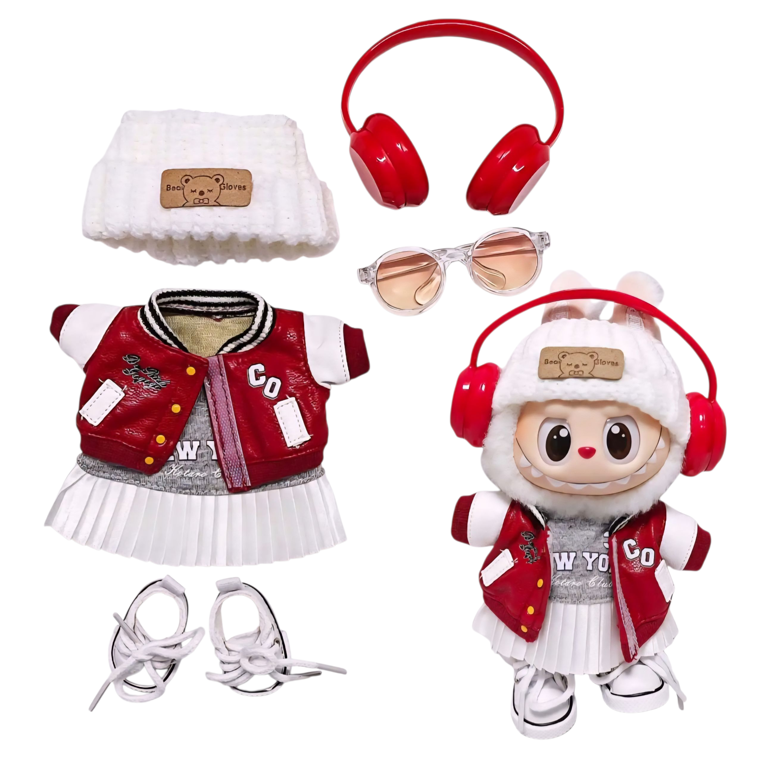 라부부 인형 17cm 15cm 옷 야구쟈켓 원피스 코디 6종 세트 24,800원