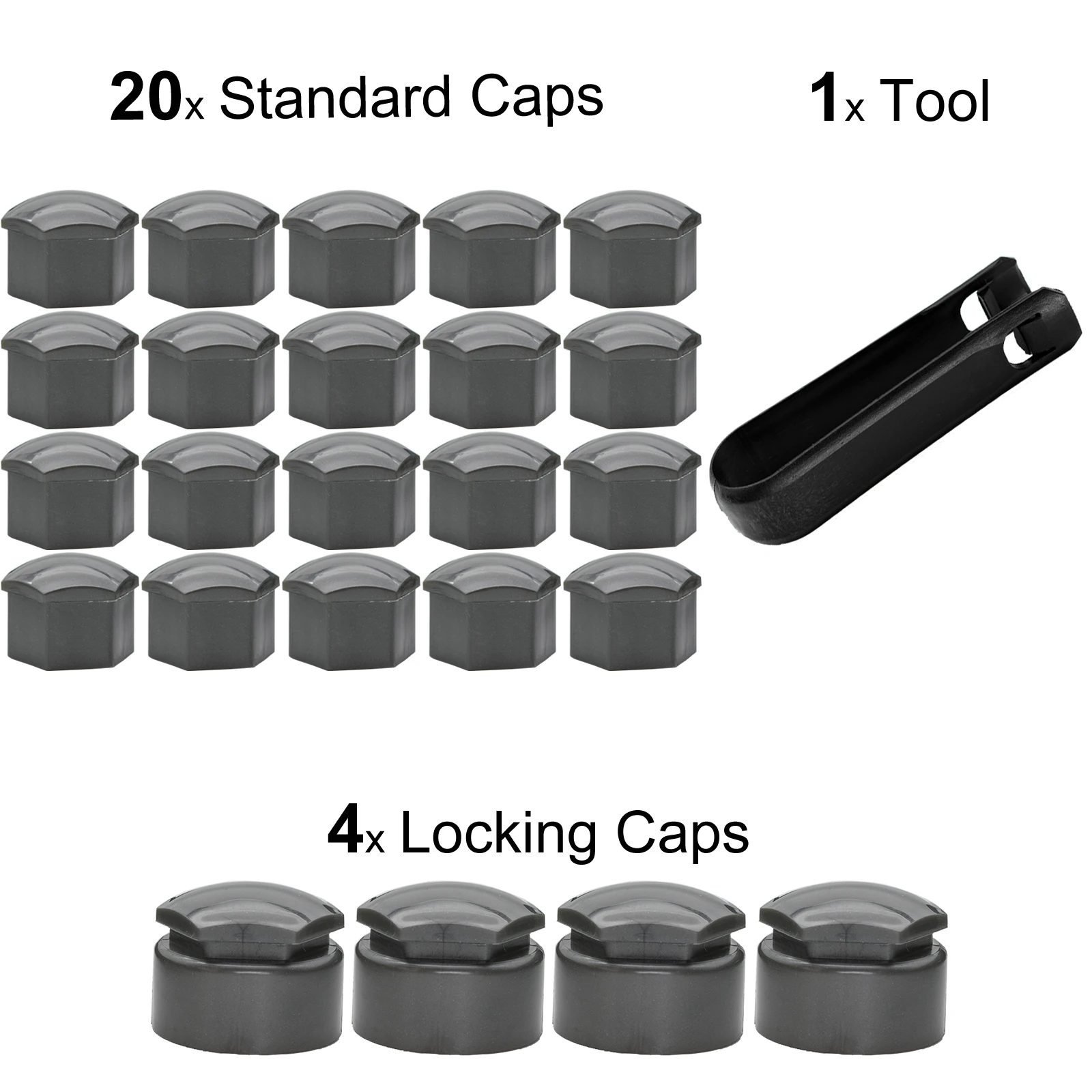 자동차 휠 너트 캡 보호 커버 도구 녹 방지 허브 나사 타이어 볼트 외부 장식 블랙/그레이 17mm 24개 6,860원