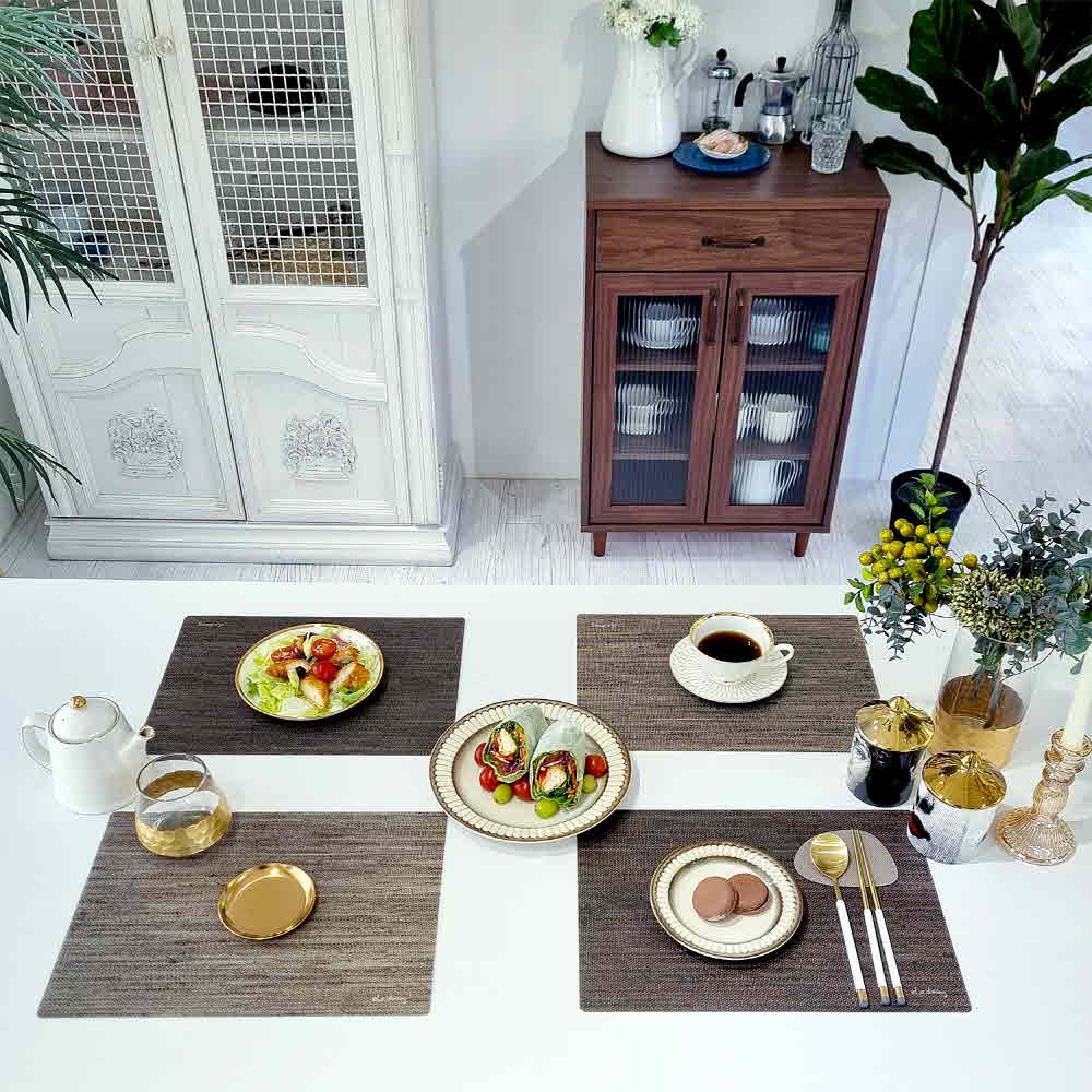 엘라다이닝 조직사이 물빠짐 없는 TPU 린넨패턴 식탁매트, 2개, 38.5x27 (cm), 라이트브라운 37,900원